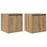 pack 2 uds mesillas de noche  mesita de noche de pared roble artisan 38x34x40 cm