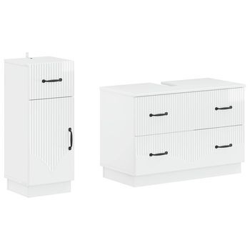 Juego De Gabinete De Baño De 2 Piezas Hoorn Blanco Brillante Vidaxl