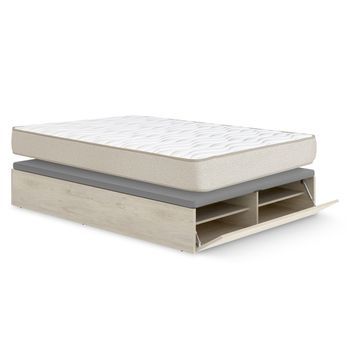 Pack Canapé Con Zapatero Lan Roble  Y Colchón Viscoelástico Nova Plus 150 X 190 Cm