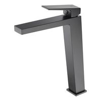 griferia monomando para lavabo alto en laton con acabado negro mate y cartucho ceramico