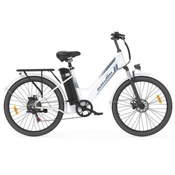 Bicicleta Eléctrica Urbana Zazawork C26 Pro, 36 V 20 Ah, Horquilla De Suspensión, Blanca