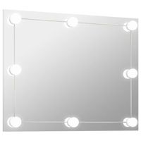 espejo de pared sin marco con luces led rectangular de vidrio vidaxl