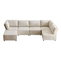 sofa modular 6 plazas - modular flexible facil de unir para todo tipo de hogar - beige