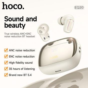 HOCO EQ20 ANC ENC cancelación de ruido Bluetooth 5,4 auriculares inalámbricos compatible con conexión Dual estéreo HiFi música deporte auriculares intrauditivos