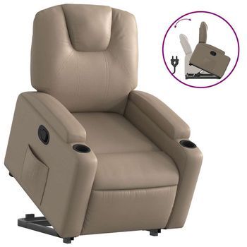 Sillón Reclinable Elevable Cuero Artificial Color Capuchino