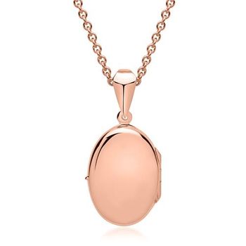 Cadena con medallón ovalado chapado en oro rosa