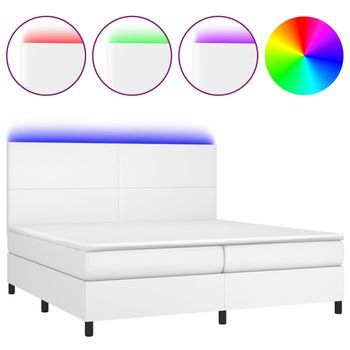 Cama Tapizada 203x200x128 Cm Vinilo - Blanco