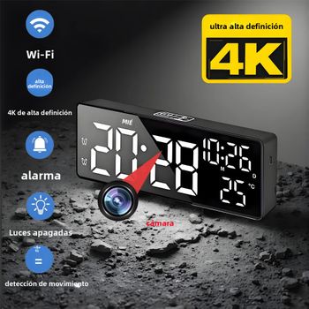 Mini Cámara 4K HD, Admite Visualización Remota, Detección de Movimiento, Luces Digitales Apagables, Cámara con Alarma