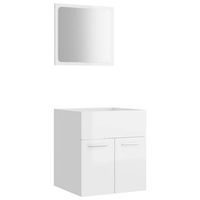 set 2 uds muebles de bano  armario de bano madera contrachapada blanco brillo