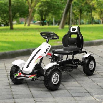 Go Kart A Pedales Para Niños De 5-12 Años Carga 50 Kg Blanco Homcom