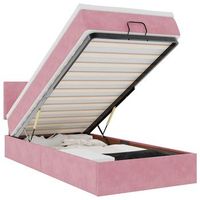 estructura de cama otomana colchon terciopelo rosa 90x200cm vidaxl