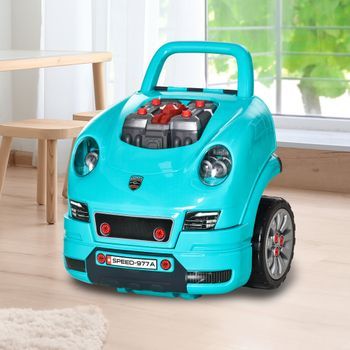 Motor De Tractor Para Niños De +3 Años Con 61 Piezas Turquesa Homcom