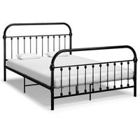 estructura cama sin colchon con cabecero metal negro 160x200 cm vidaxl