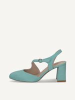 caprice sling pumps blue made of leather with trapeze heel size 41
