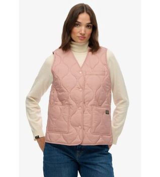 Superdry para mujer. W5011947A Chaleco Quilted Lite Liner rosa (M), Casual, Poliéster