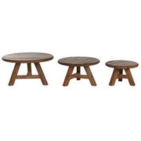 mesa centro set 3 teca reciclada 80x80x43