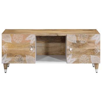 Mesa De Centro De Madera Maciza Mango 100x54x40 Cm