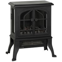 homcom chimenea electrica de pie  9001800w efecto llama 3d termostato ajustable ventanas visibles para 15-30 r negro   aosom espana