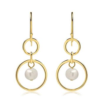 Pendientes de plata 925 bañados en oro con perlas de agua dulce