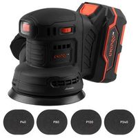 dnipro-m lijadora orbital 20v 125mm 6 velocidades 6000-12000 rpm con bateria 2ah cargador y 20 lijas dso-200bc ultra