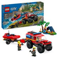lego city camion de bomberos 4x4 con barco de rescate juego de construccion  5 anos - 60412