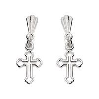 silver open cross drop andralok earrings - 17mm drop - f9914