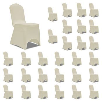 Funda De Silla Elástica Crema 30 Unidades Vidaxl