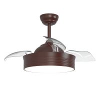 ventilador de techo retractil con luz marron oscuro