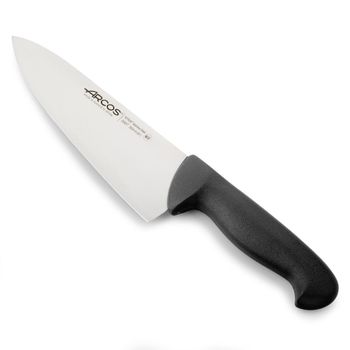 Cuchillo de cocinero Arcos Colour - Prof 290725 de acero inoxidable Nitrum y mango ergonómico de Polipropileno de color negro y hoja de 20 cm, funda display