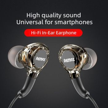 Audífonos Intrauditivos Transparentes de Alta Fidelidad REMAX con Micrófono Integrado para iPhone y Android, 3.5mm/Tipo-C, para Juegos, Música y Llamadas
