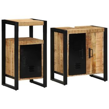 Juego De Muebles De Baño 2 Uds. Marrón Y Negro 55 X 35 X 60 Cm Vidaxl