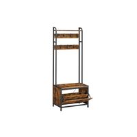 perchero zapatero marron rustico  negro  7 ganchos 40 x 65 x 170 cm