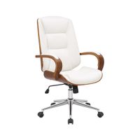 silla de oficina giratoria regulable en simil cuero nogalblanco