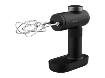 Batidora de mano - Cecotec PowerTwist Battery, 50 W, Recargable USB, 40 min, 6 velocidades, Display LED, Negro