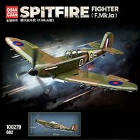 bloques de construccion spitfire fmkia 100279 682 piezas modelo de avion con minifigura aleatoria juguete de aviacion para exhibicion