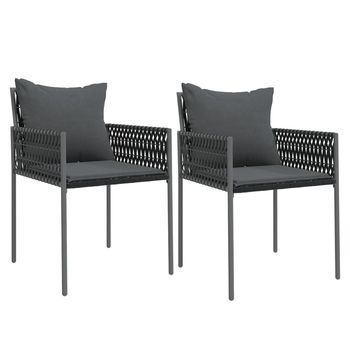 Pack 2 Uds Sillas Jardín | Silla De Exterior | Sillón Y Cojines Ratán Sintético Negro 54x61x83 Cm