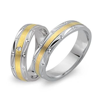 Alianzas 8 quilates oro blanco amarillo con diamante