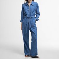 barbour emmie cotton-chambray jumpsuit - uk 12