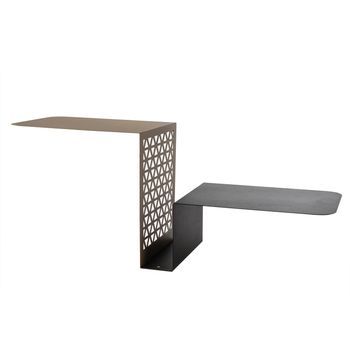Estante Consola Scalea 100x30x40 Cm Hierro Perforado Diseño Escalera Doble Estante Ahorro Espacio Made In Italy Mármol Blanco/jade
