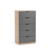 comoda alta de 5 cajones 60x110 cm roble grafito