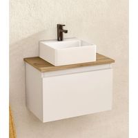mueble bano suspendido 495cm blancoroble lavabo cuadrado bellobath