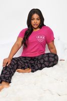 yours pijama algodon rosa corazones fairisle