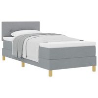 cama individual  cama para adulto  cama tipo box spring con cojin gris claro 90 x 190 cm tela