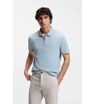 BOSS para hombre. 50537507 Polo slim fit azul (S), Casual, Algodón, Manga corta