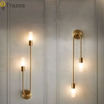 Lámpara de pared de lujo nórdica para sala de estar, LED minimalista moderno, negro, dorado, creativo, fondo de TV, pared, pasillo, lámpara de noche para dormitorio