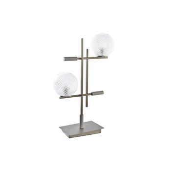 Lampara Sobremesa Metal Cristal 38x16x63 2 Bolas