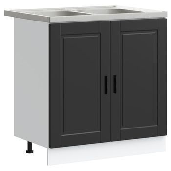 Mueble Bajo Para Fregadero Con Almacenamiento Porto 2 Piezas Negro