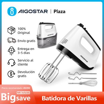 Batidora de Varillas, 6 Velocidades, 2 Batidores de Varillas, 2 Ganchos de Amasado, 1 Batidor, Caja de Almacenamiento, 400 W