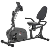 homcom bicicleta estatica con respaldo de 8 niveles de resistencia con volante asiento ajustable pantalla lcd y soporte