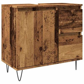 Armario De Lavabo | Mueble De Baño Madera De Ingeniería Envejecida 65x33x60 Cm